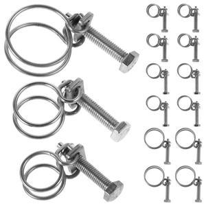 1세트 조정  이중 와이어 호스 클램프 스테인레스 스틸 파이프 패스너 내구성이 뛰어나고 설치가 용이한 다