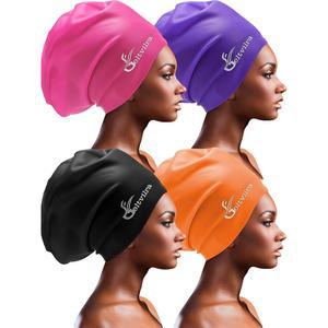 땋은 머리와 초대형 수영 위한 남성 방수 4팩 드레드락을 여성 모자 머리 수영장 실리콘