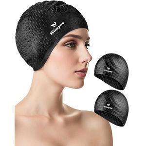 여성 남성용 머리를 건조하게 머리를 유니 위한 대형 모자 수영 실리콘 머리 2팩 유지하는