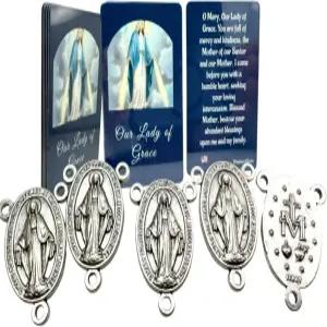 웨스트몬 웍스 기적의 묵주 센터피스 세트 이탈리아 메탈 센터 라미네이트 성모 기도 성스러운 카드 5팩