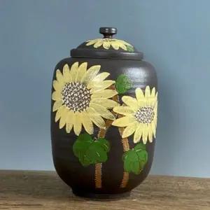 밀폐형 분청 쌀독 도자기 해바라기 주방 잡곡통 용기