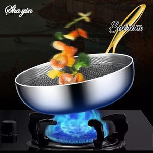 316 스테인리스 스틸 프라이팬 웍 논스틱 요리용 허니콤 스테이크 스토브 냄비 인덕션 겸용 소스팬 주방 조