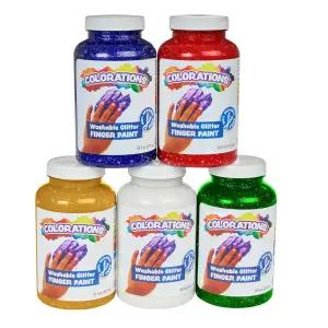 착색 파라벤 프리 워셔블 글리터 핑거 페인트 5-16온스 세트.