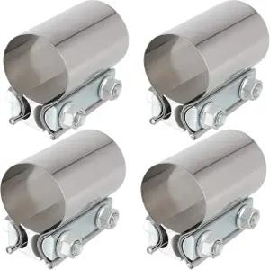 ZEONAK 4 팩 2 1 ？2 스테인리스 스틸 버트 조인트 배기 클램프 밴드 슬리브 2.5 균일한 클램핑력을 갖춘