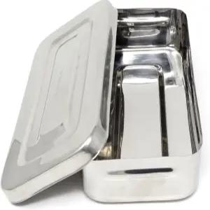 스테인리스 스틸 LAB 치과용 살균기 계기판 뚜껑이 있는 정리함 주얼리/도구 보관 트레이 - 8.5L x 4.25W