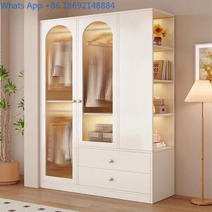 원목 옷장 심플 크림 스타일 소형 아파트 침실 가정용 침대 옆 수납장