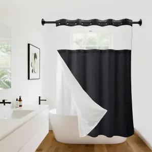 욕실이나 호텔에서 사용할 수 있는 71인치 x 74인치 이중 방수 폴리에스터 샤워 커튼 탈착식 라이너