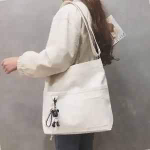 귀여운 곰 장식 캔버스 크로스백 데일리 숄더백 여성 학생 천가방 가벼운 외출용