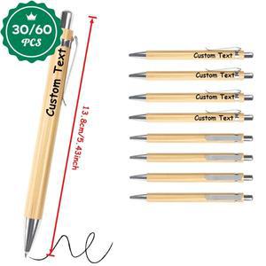 30/60개 맞춤형 대나무 펜 독특한 신부 파티 선물 지속 가능 시골 결혼식 기념품 호텔 회의