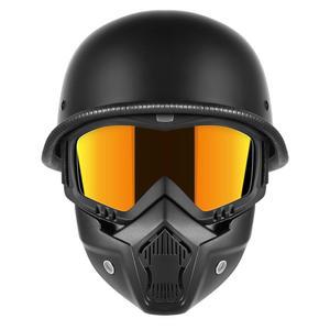 얼굴 보호대가 있는 오토바이 하프 헬멧, 성인 남성을 위한 독일식 오토바이 헬멧, 모페드 크루저 스쿠터용 레트로 하프 쉘 헬멧 승인