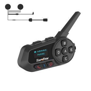 유로폰 S6-1200-오토바이 헬멧 블루투스 헤드셋 1200M 2인용 풀 듀플렉스 무선 오토바이 인터폰 연결 최대 6명의 라이더