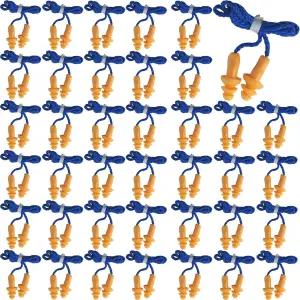 로영 100쌍 코드 이어플러그 재사용 가능 실리콘 청력 보호를 위한 수면 소음 제거 기능