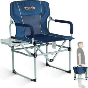 클림 헤비 듀티 컴팩트 캠핑 접이식 메쉬 의자(사이드 테이블 및 손잡이 포함)