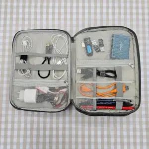 대용량 2단 전자기기 파우치 그레이