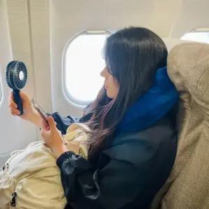 여행 휴대용 벨벳 에어 목베개 블루