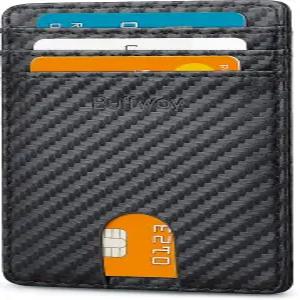 버프웨이 남성 슬림 월렛 미니멀리스트 얇은 앞주머니 가죽 신용카드 홀더 업무 여행용 RFID 차단 기능