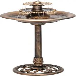 알파인 코퍼레이션 TEC106-BZ 35인치 높이의 3단 받침대 분수 빈티지 조류 목욕 ？ 마당 파티오 데크 장식