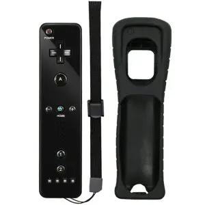 닌텐도 Wii/Wii U용 무선 리모컨 게임패드 조이스틱 실리콘 케이스 및 핸드 스트랩(블랙) 포함