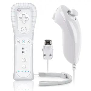 FIOTOK Wii 리모컨 넌척 컨트롤러 닌텐도 Wii/Wii U와 호환되는 실리콘 케이스 및 손목 스트랩 흰색