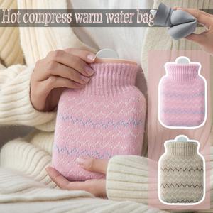 실리콘 온수 찜질기 배 물 손목 함께 밤에 허리 레인지 귀여운 전자 겨울 휴대용 발 니트 가방 가열 미니 온찜질기 손 따뜻한 병 커버와