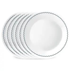 Corelle Vitrelle 21.6cm(8.5인치) 런치 원형 접시 6개, 경량 원형 접시, 샐러드 접시, 깨짐 및 긁힘 방지,