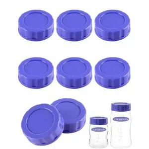 Epioneer lansinoh와 호환되는 재사용 가능한 밀봉 디스크가 있는 8팩 여행용 캡, 병 뚜껑 교체 및 보관,
