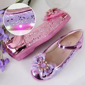 여아 여자 여성 아동 어린이 유아 야광 단화 반짝이 글리터 리본 레이스 LED 공주 메리