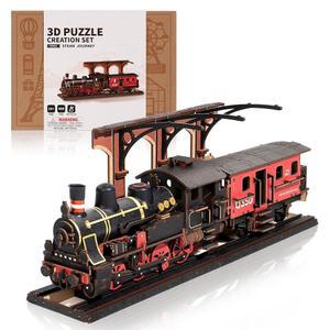 어른용 로봇타임 3D 퍼즐 나무 DIY 모델 스팀펑크 기차 키트를 제작하여 공예 키트 장난감 취미 선물 홈 데코 (스팀 여정)