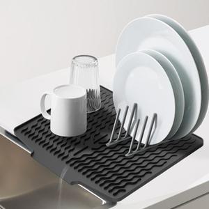 실리콘 접시 건조 매트 내열성 재사용 가능 미끄럼 방지 패드 조리대 식기 2025