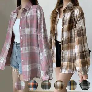 무드인피치 루즈핏 체크셔츠 6color / 간절기 캐주얼 긴팔티