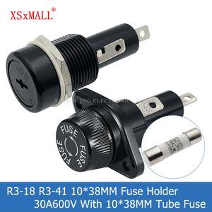 R3 18 41 퓨즈 거치대 고온 저항 베이클라이트 퓨즈베이스 패널 장착 10*38mm 튜브 30A 600V
