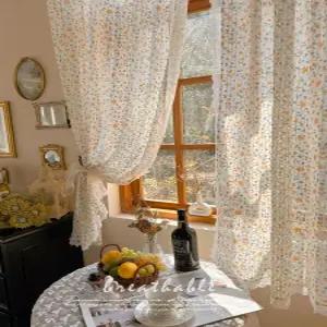 반창 작은 꽃무늬 창문 커튼 카페 창가 빈티지