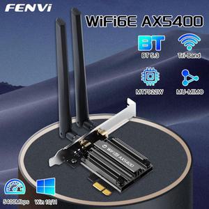 FENVI MT7922 5374Mbps WiFi 6E 어댑터 BT 5.2 트라이 밴드 2.4G/5G/6Ghz 무선 PCIE PC Win 10/11 용 802.1