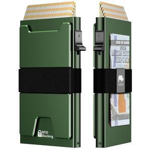 [미국배송] 슬림한 남성용 스마트 카드 지갑: 미니멀리스트 지갑 - RFID 차단 팝업 프론트 포켓 지갑 메탈 11 홀더