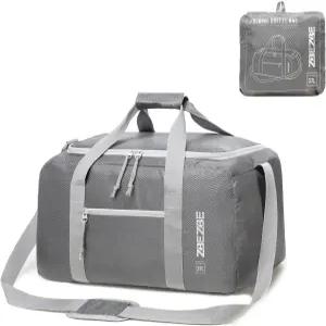 ZBEZBE 접이식 여행용 더플백 가볍고 휴대하기 쉬운 방수 - 양방향 지퍼 및 내부 파우치 주말 여행 일상