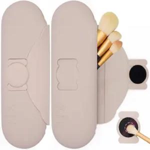 클리닝 패드가 있는 디바드웰 디포 트래블 메이크업 브러시 홀더 실리콘 정리함 케이스 간편한 보관 및