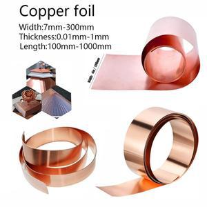 1pcs 두꺼운 0.01-1mm x 7mm-300mm 폭 구리 플레이트 롤 길이: 100-1000mm 호일 99.9% 순수 Cu 금속 시트