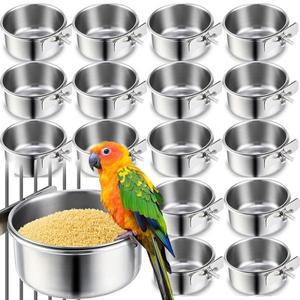 스테인리스 스틸 스텐 애완 동물 급수기 새 급식기 상자 앵무새 그릇 케이지 클램프 홀더 포함 용품