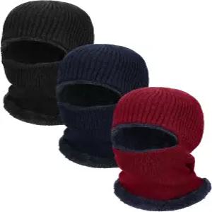 게이가 3피스 겨울 발라클라바 스키 마스크 남성용 따뜻한 니트 플리스 풀페이스 커버 방풍 아웃도어