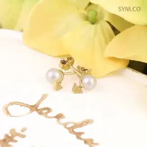 알마니 EG3583 독수리 엠블럼 스터드 화이트 펄 스털링 골드실버 여자 실버 귀걸이 d