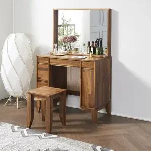 [착불] 칸드로 멀바우원목 900 수납화장대 스툴세트