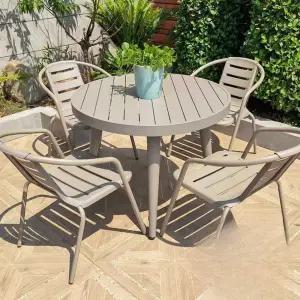 철제 야외 테이블 세트 펜션 발코니 티테이블 루프탑 80CM 원형 + 의자2개(특