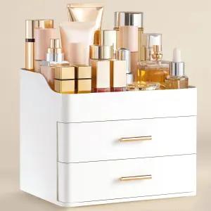 2개의 서랍이 있는 허영심을 위한 HBlife 메이크업 오거나이저 대형 욕실 조리대 화장품 보관하기 쉬운