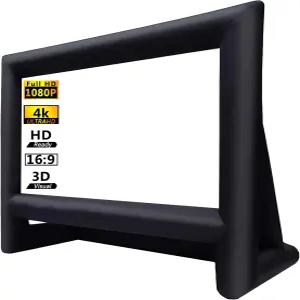 XHYCPY 16피트 팽창식 영화 스크린 야외 프로젝터 스크린에어 블로워 저장 백 포함 전면/후면 투사 뒷마당