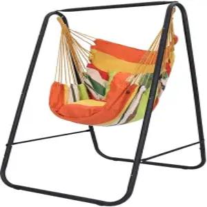 스탠드가 있는 해먹 의자 실내/외 파티오 야드용 최대 450파운드 스윙 스탠드오렌지