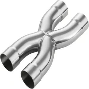 LCGP 2.25인치 연마 배기 X 파이프 범용 내부/외부 크로스오버 12인치 길이 스테인리스 스틸 용접