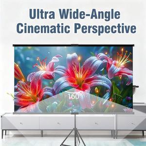 단일 브래킷 프로젝터 스크린-4K HD 16:9 실내/실외 극장/사무실 뒷정원 파티 극장 스크린으로 사용 가능