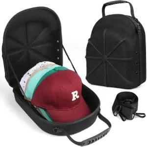 게르문 하드 야구 모자 케이스 어깨끈 조절이 가능한 캐리어 여행용 6개용 여행에 적합 블랙