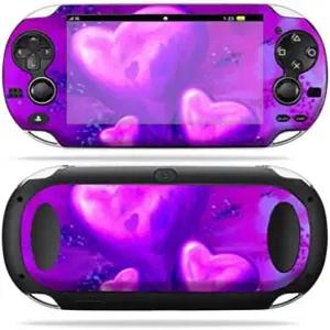 PS 비타 PSVITA 플레이스테이션 휴대용 랩 스티커 스킨 퍼플 하트와 호환되는 마이티스킨