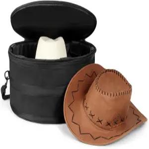 여행용 워마코 모자 상자 카우보이 모자용 하드 쉘 보관 케이스 손잡이 및 어깨끈이 있는 접이식 정리